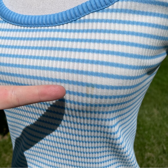 Vintage Blue Striped Ribbed Tank Top 70s/80s - Picture 3 of 7